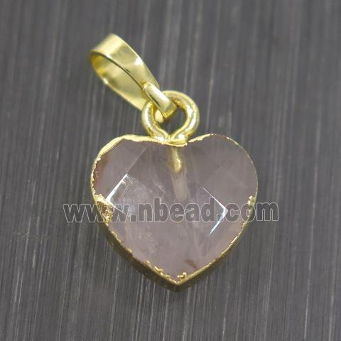 Rose Quartz heart pendant, gold pendant