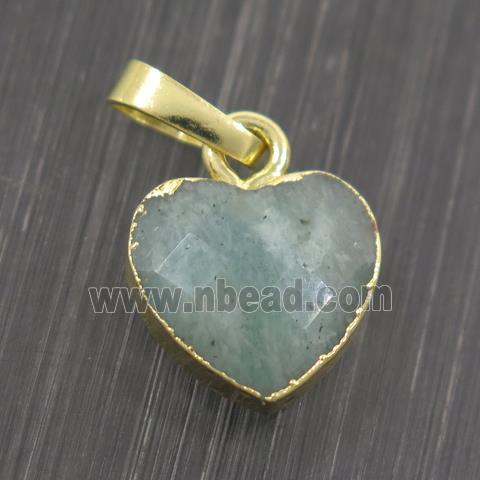 green Amazonite heart pendant, gold pendant