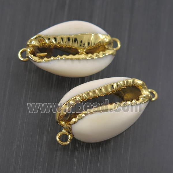 white conch Shell connector, gold plated