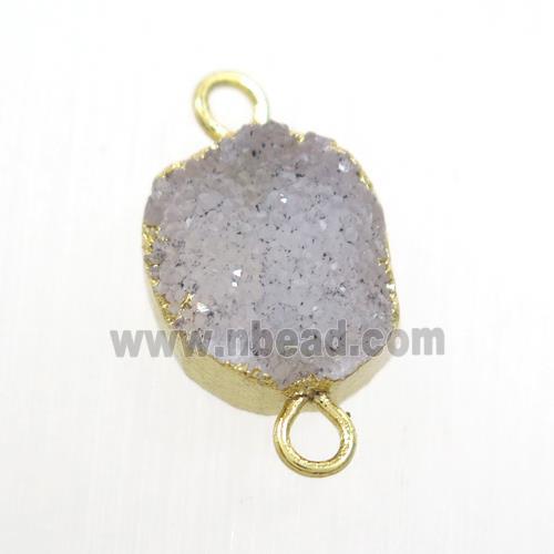 natural color Druzy Agate connector, gold plated