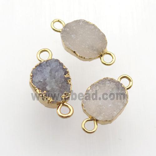 natural color Druzy Agate connector, gold plated