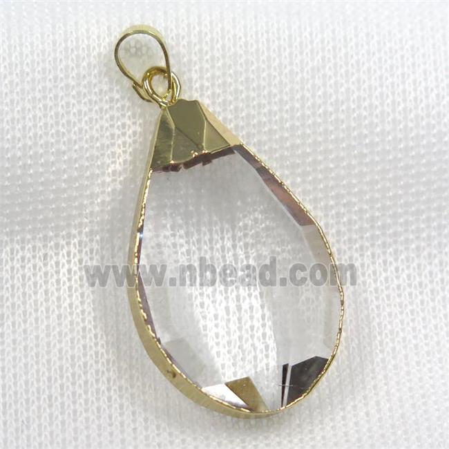 Glass crystal teardrop pendants, gold plated