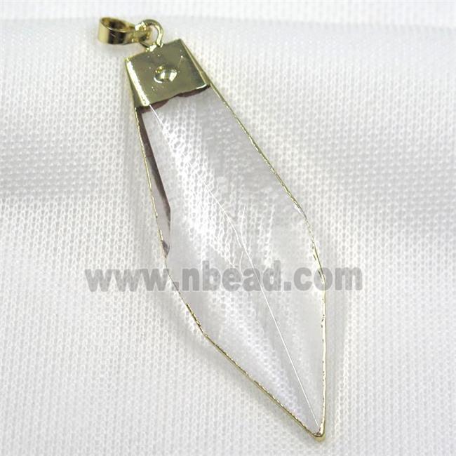 Glass crystal leaf pendants, gold plated