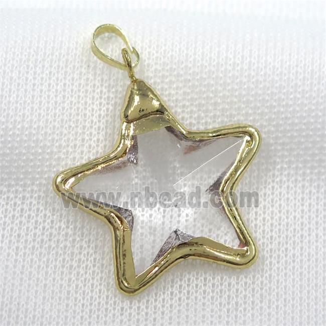 Glass crystal star pendants, gold plated