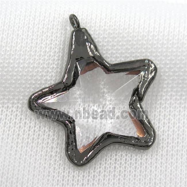 Glass crystal star pendants, black plated