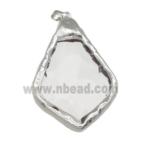 Glass crystal teardrop pendants, platinum plated