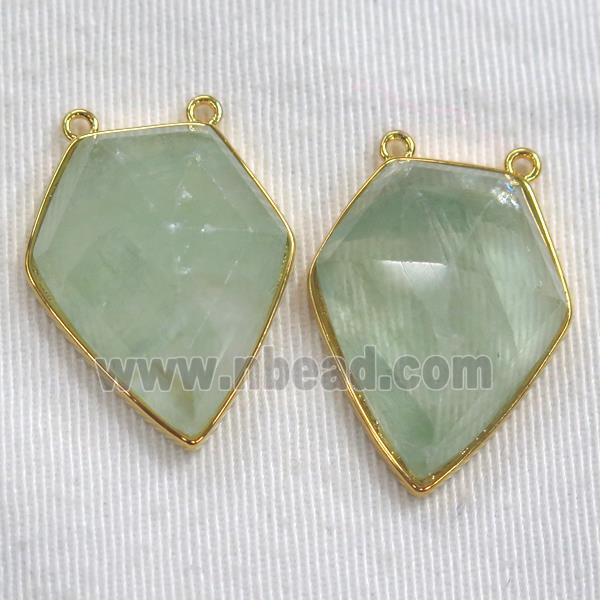 green Fluorite arrowhead pendants, gold plated
