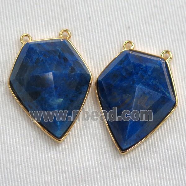 blue Lapis Lazuli arrowhead pendants, gold plated