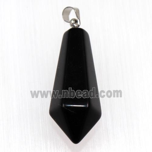 black agate pendants, faceted teardrop