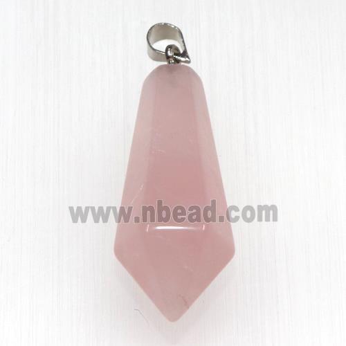 rose quartz pendants, faceted teardrop