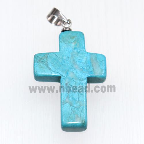 blue turquoise pendants, cross