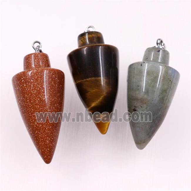 mixed gemstone pendants, bullet
