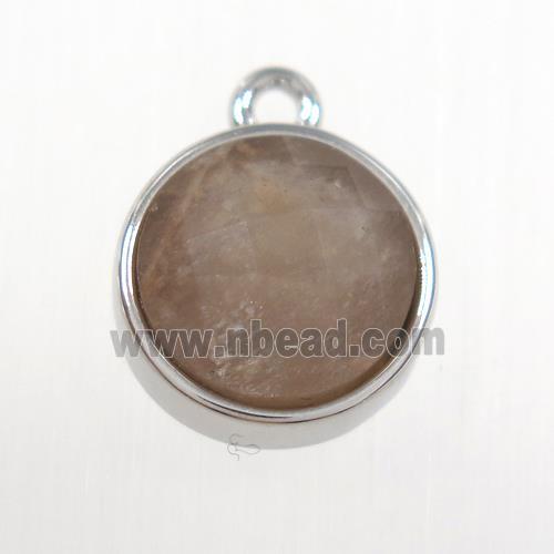 moonstone circle pendant, platinum plated
