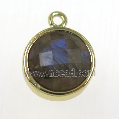 Labradorite circle pendant, gold plated
