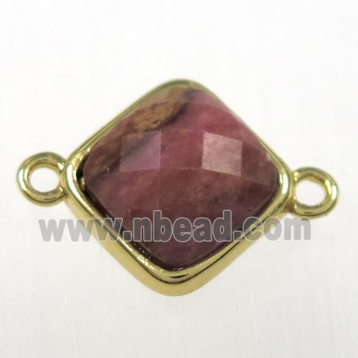 pink Rhodonite connector, gold plated