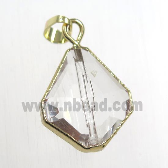 Glass crystal polygon pendants, gold plated