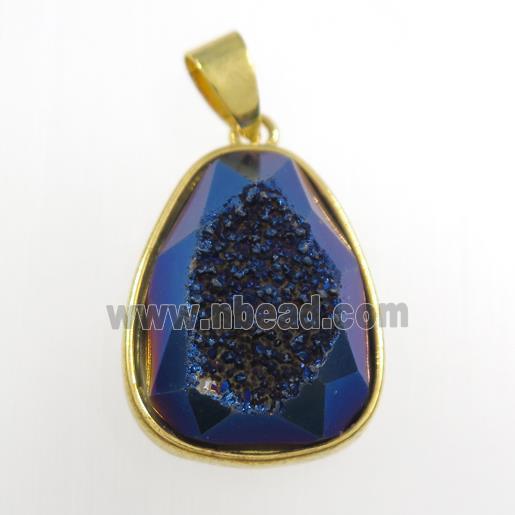 blue Druzy Agate teardrop pendant
