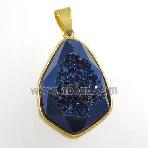 blue Druzy Agate teardrop pendant