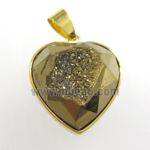 gold Druzy Agate heart pendant