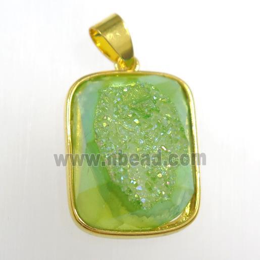 green Druzy Agate rectangle pendant
