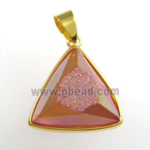 red Druzy Agate triangle pendant