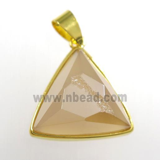 gold champagne Druzy Agate triangle pendant