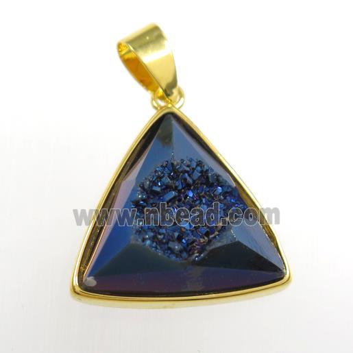 blue Druzy Agate triangle pendant