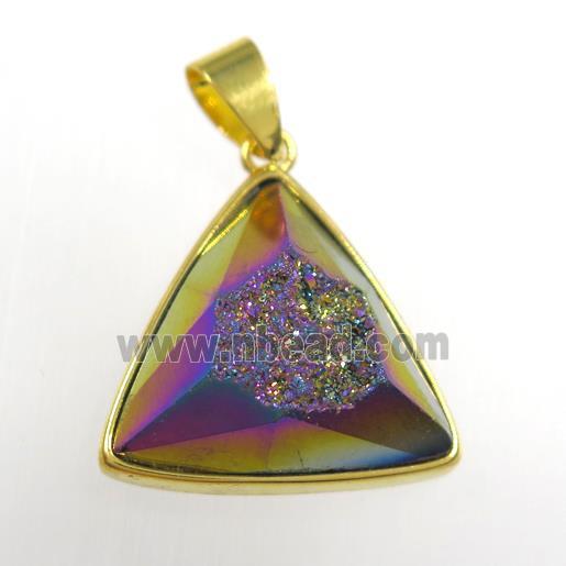 rainbow Druzy Agate triangle pendant