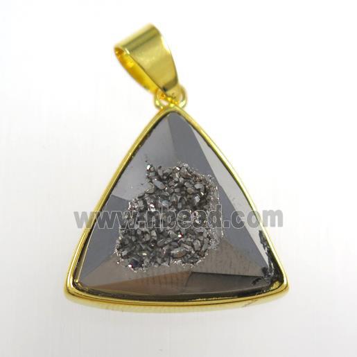 silver Druzy Agate triangle pendant