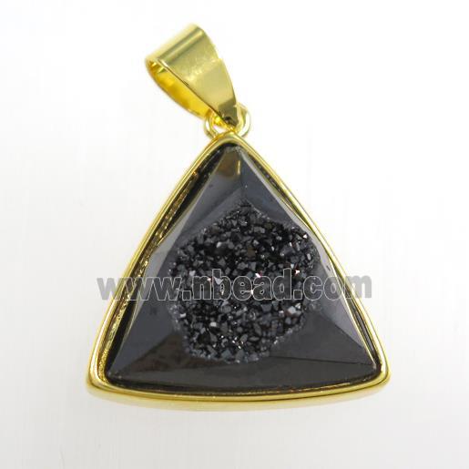 black Druzy Agate triangle pendant