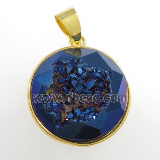 blue Druzy Agate circle pendant