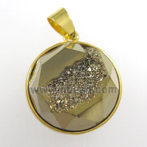 golden Druzy Agate circle pendant