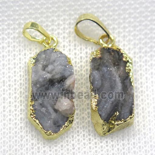 druzy agate pendant, gold plated
