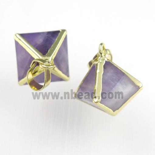 purple Amethyst pendant, gold plated