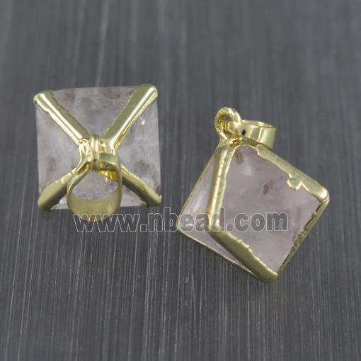 clear quartz pendant, gold plated