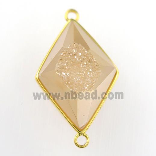 gold champagne Druzy Agate rhombus connector