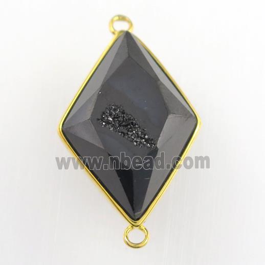black Druzy Agate rhombus connector