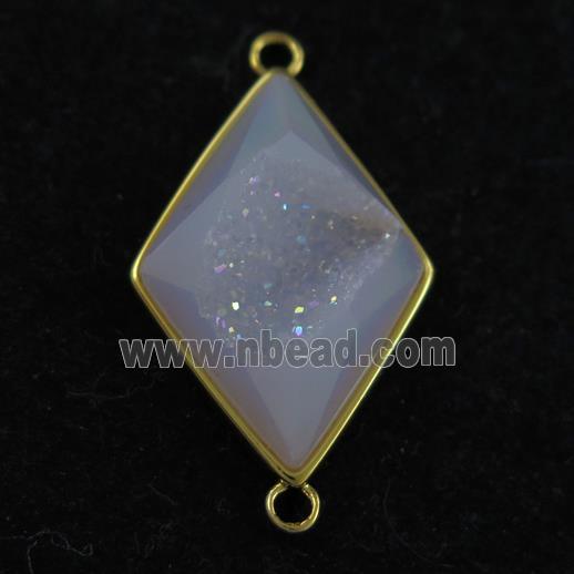 white AB-color Druzy Agate rhombus connector