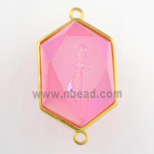pink Druzy Agate polygon connector