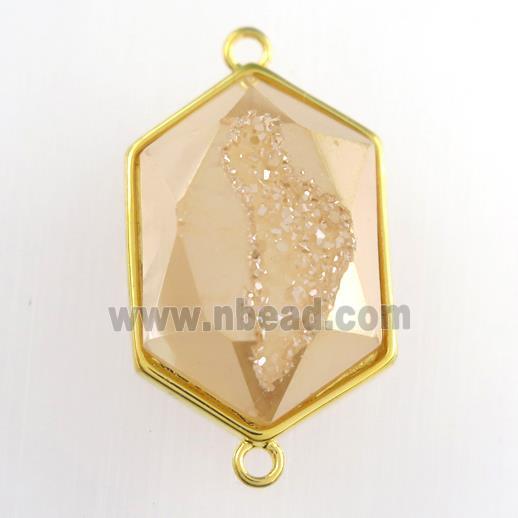 gold champagne Druzy Agate polygon connector