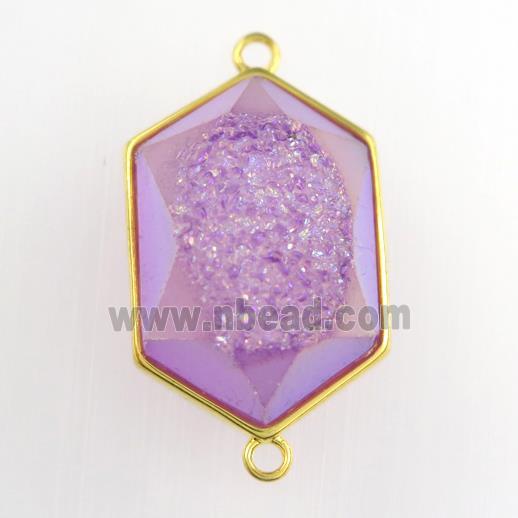 purple Druzy Agate polygon connector