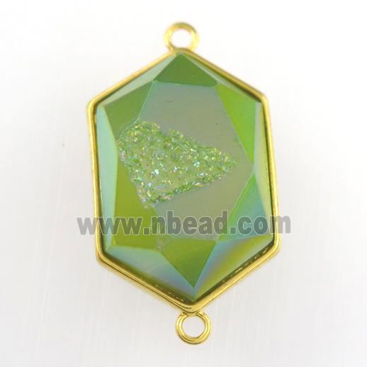 green Druzy Agate polygon connector