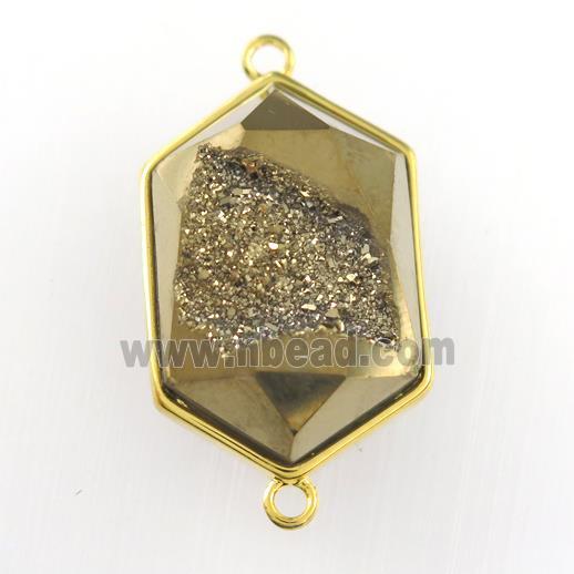 golden Druzy Agate polygon connector