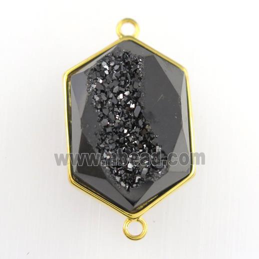 black Druzy Agate polygon connector