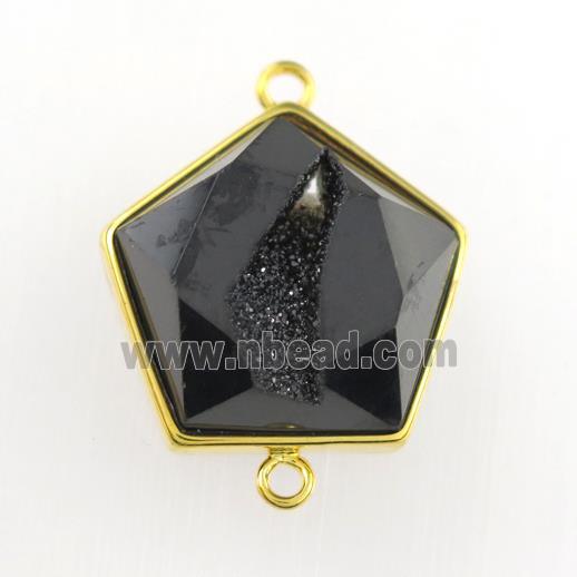 black Druzy Agate polygon connector