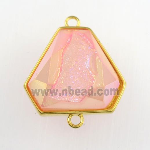 pink Druzy Agate triangle connector