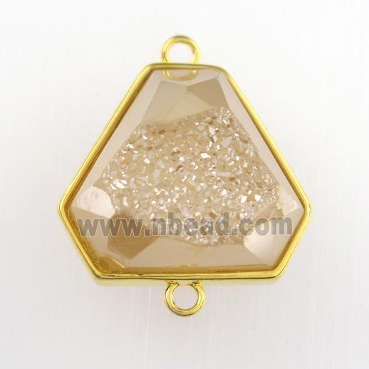 gold champagne Druzy Agate triangle connector