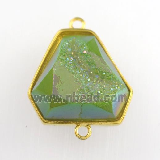 green Druzy Agate triangle connector