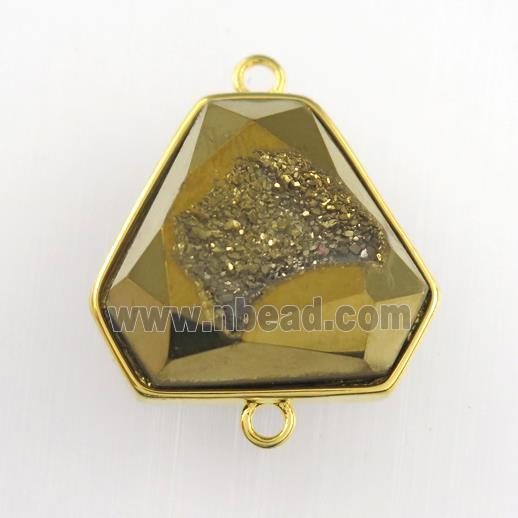 golden Druzy Agate triangle connector