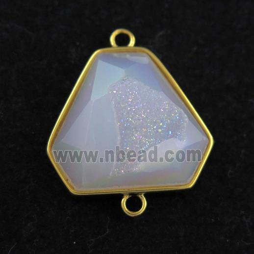white AB-color Druzy Agate triangle connector